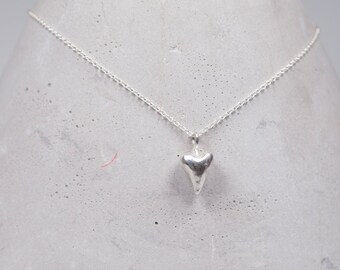 Sterling silver heart shaped necklace, long distance relationship gift, tiny heart pendant handmade, Love gift, heart necklace for girls