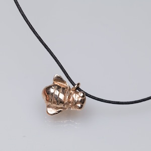 Handcrafted bee jewelry for women, delicate bumble bee necklace in golden bronze, bee lover gift, bronze bee pendant necklace for her,