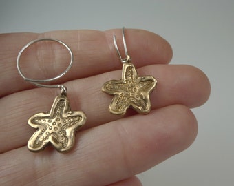 bronze starfish earrings, sea stars earrings, sea inspired earrings