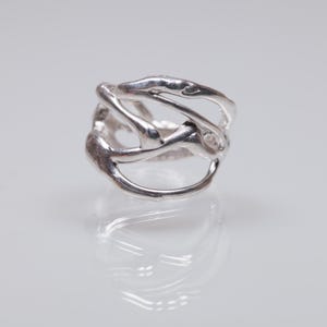 Freeform ring band in sterling silver, Molten Metal Ring, statement silver ring for her, abstract ring band, organic look ring,