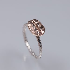 Bronze coffee bean ring band, Coffee lover ring, barista gift ring, 8th anniversary ring for coffee lovers, mixed metal ring