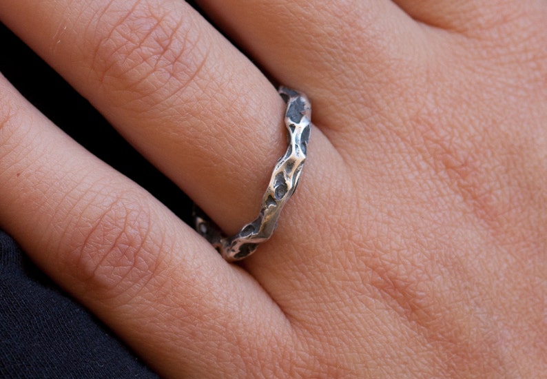 Black Promise Ring for Him Stacking Ring Unisex Sterling Etsy