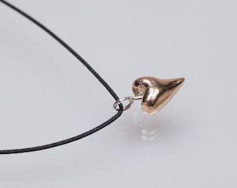 Golden bronze heart pendant for her, love heart necklace for girlfriend, long distance gift, layering necklace, heart shaped necklace women