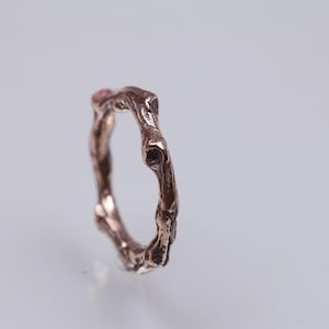 Golden bronze twig ring in US size 9, 8th anniversary ring in bronze, nature inspired, artisan jewelry branch inspired