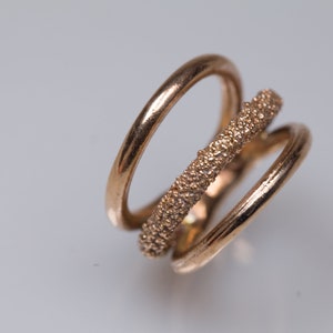 Multilayer irregular bronze ring, Rustic bronze wide band ring, freeform textured bronze anniversary ring, big ring, unisex urban ring
