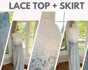 White & Blue Lace Maxi Dress, Boho Sleeveless Wedding Guest Dress