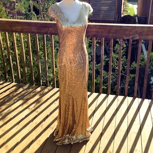 Gold Sequin bridesmaid dress, Gold sequin prom dress, long gold sequin bridesmaid gown, formal prom gown