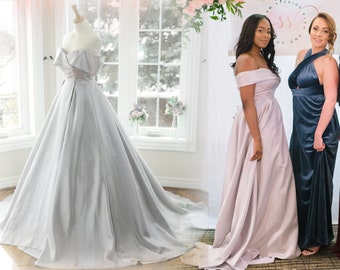 Silver prom dress, off shoulder sexy prom dress, plus size prom dress, silver formal dress