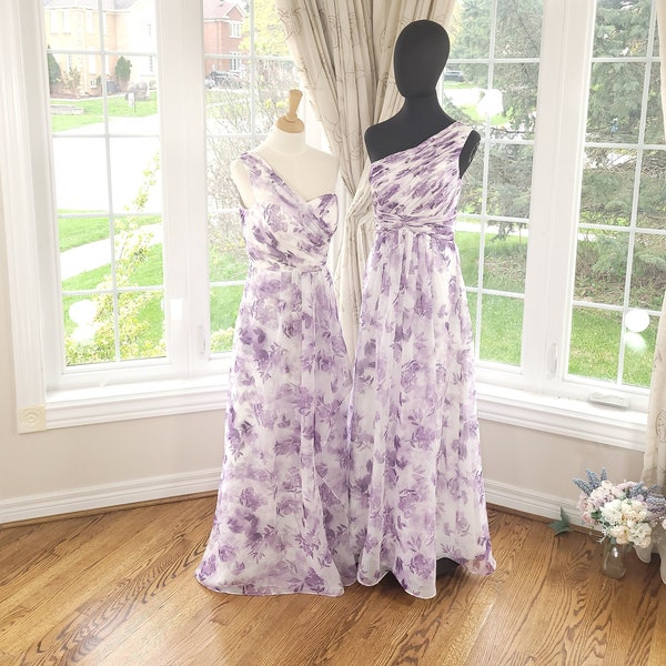 Purple Floral dress, floral bridesmaid dress, floral maxi dress, boho bridesmaid dress, long purple bridesmaid dress