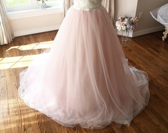 Blush tulle wedding dress, detachable wedding skirt, wedding dress detachable skirt, tulle wedding dress