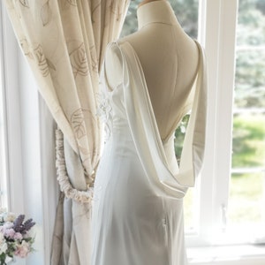 Old hollywood wedding dress, Unique wedding dress, minimalist wedding dress, boho lace wedding dress, bohemian wedding dress