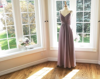 Dusty Purple bridesmaid dress, Mauve bridesmaid dress, wedding guest dress, boho bridesmaid dress, chiffon boho dress, bohemian maxi dress