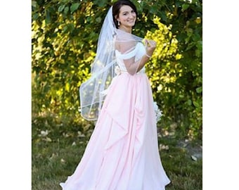 Blush Hochzeitsrock, Boho Braut Trennt