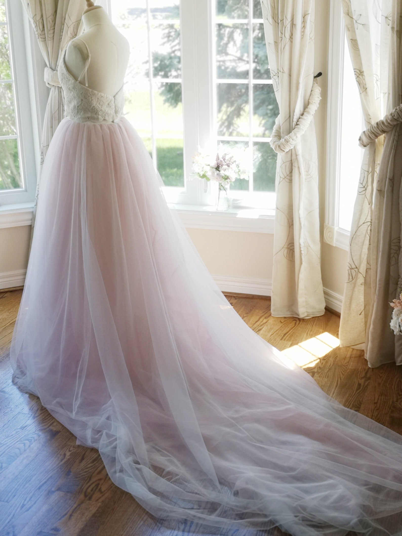 Blush Tulle Wedding Dress Detachable Wedding Skirt Wedding Etsy