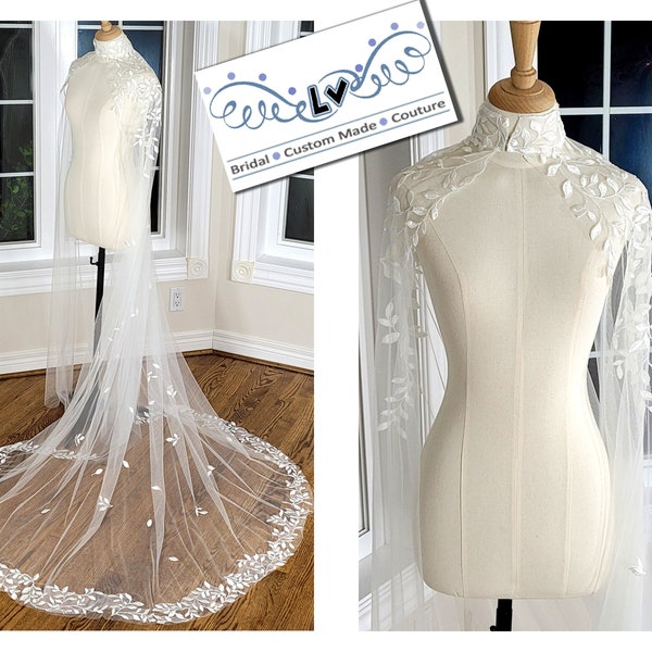 Bridal cape, Lace wedding cape, Lace wedding veil, Lace cape veil , Lace wedding bolero, Lace cathedral veil