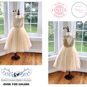 Champagne flower girl dress, toddler flower girl dress, baby flower girl dress, glitter dress, baby girl Christmas dress