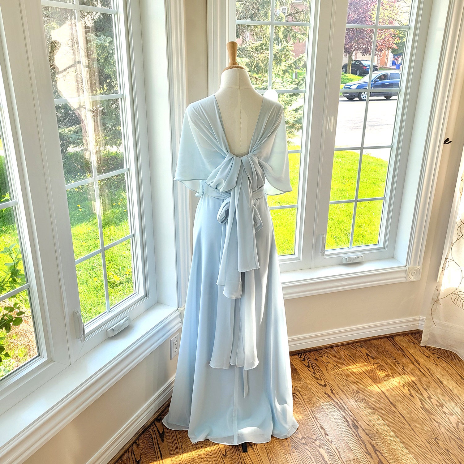 Dusty Blue Maxi Infinity Dress, Boho Bridesmaid Convertible Dress Dusty Blue Maxi Infinity Dress, Boho Bridesmaid Convertible Dress