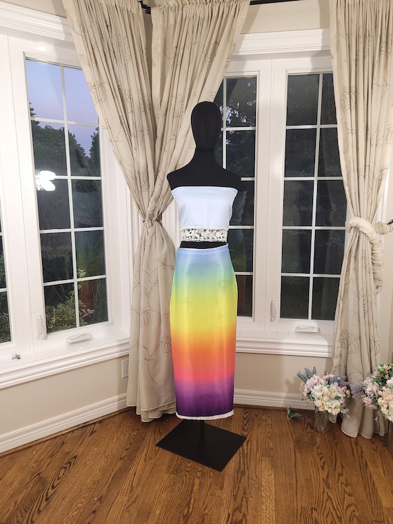 Buy Rainbow Skirt, Pride Skirt, Rainbow Midi Skirt, Crop Top and