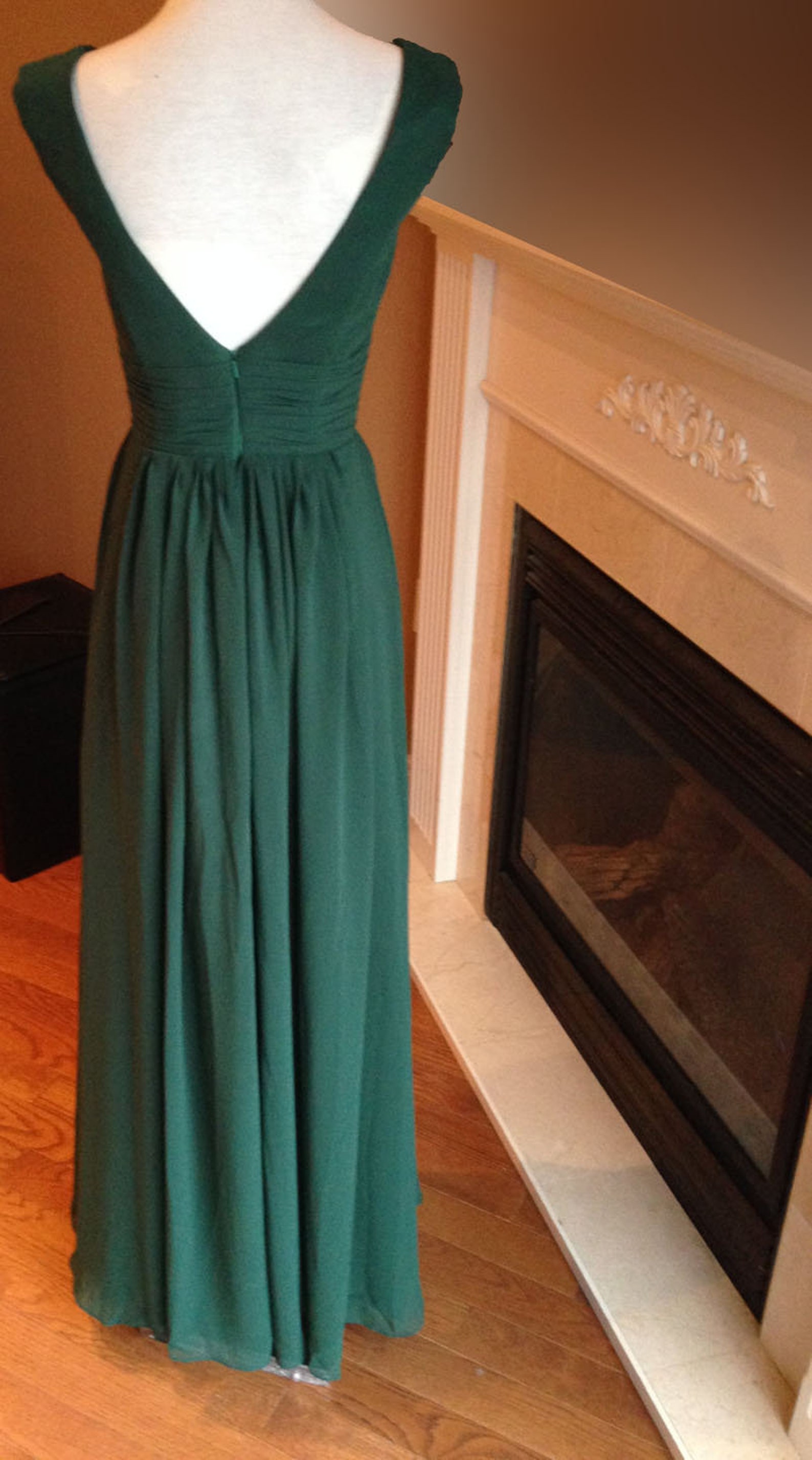 Hunter Green Bridesmaid Dress Chiffon Bridesmaid Dress Long Etsy