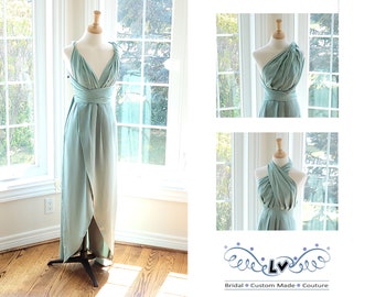 Sage dress, wrap dress, Multiway bridesmaid dress, sage green bridesmaid dress, convertible dress, wedding guest dress, boho dress