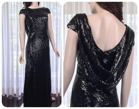 black sequin gown