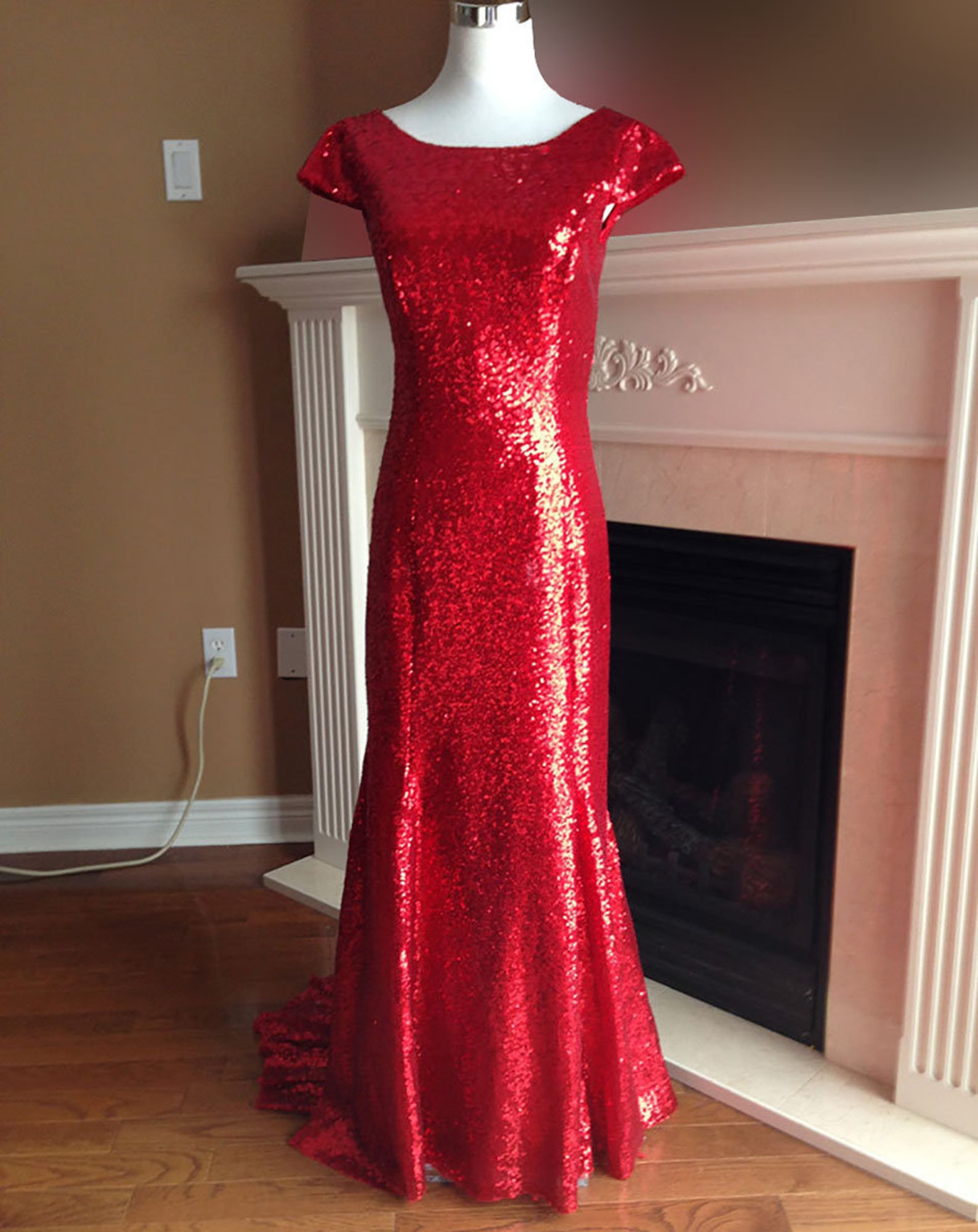 Red Sequin Dress Red Bridesmaid Dress Red Christmas Gown - Etsy
