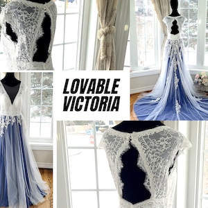 Color wedding dress, blue wedding dress, blue lace wedding dress, unique wedding dress, bohemian wedding dress, boho wedding gown