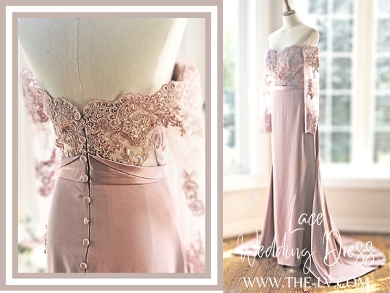 bridesmaid dress too tight V-neck Dusty Rose Lace Chiffon A-line Bridesmaid Dresses – Berryera main image 0