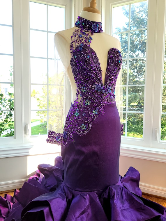 dark purple wedding dress