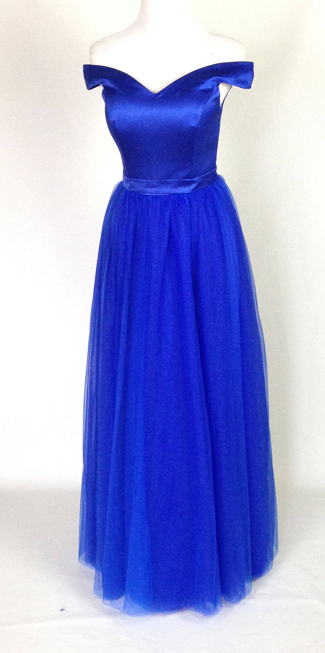 royal blue bridesmaid dress off shoulder KissProm