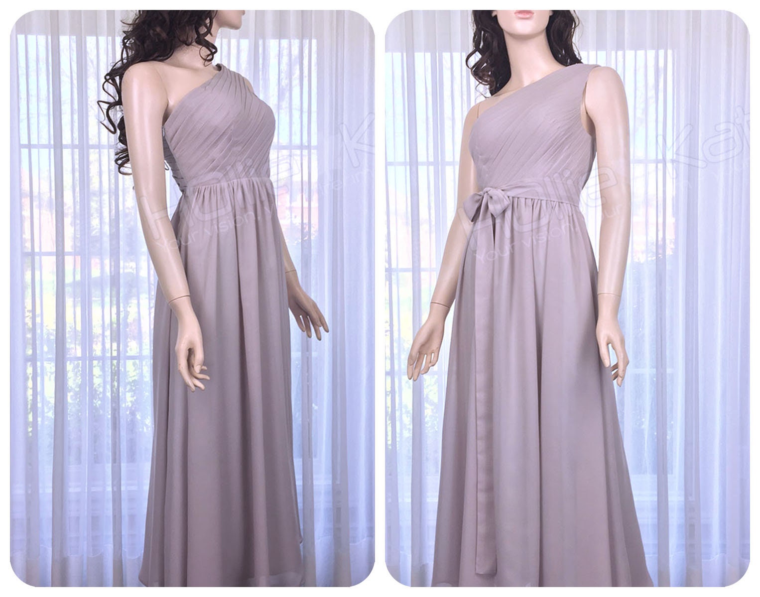 taupe evening dress