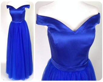 Royal blue bridesmaid dresses satin bridesmaid dresses prom tulle dress bridesmaid tulle dress blue satin dress plus size satin formal dress