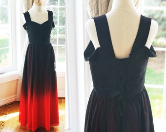 Black bridesmaid dress, Red bridesmaid dress, Ombre bridesmaid dress, Wedding guest dress, black Ombre dress