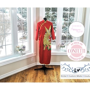 Chinese wedding dress, red Cheongsam, satin cheongsam, oriental dress, wedding Qipao, cheongsam dress, red chinese dress