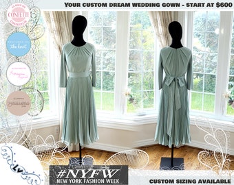 Sage green bridesmaid dress with sleeves, sage green dress, sage green midi dress, mother of the bride dress, long sleeve bridesmaid dress