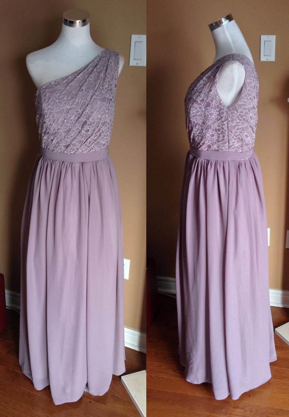 blue wedding bridesmaid dresses Light Dusty Blue Chiffon Mismatched Pleating Bridesmaid Dresses, CB0038