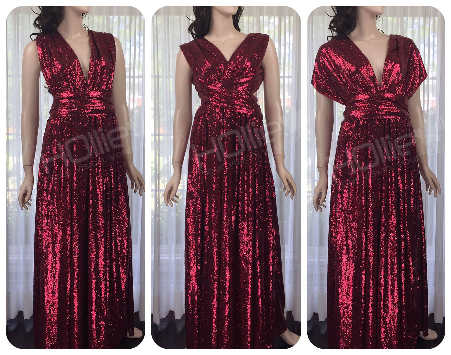 Red Sequin infinity dress Canada convertible sequin Etsy
