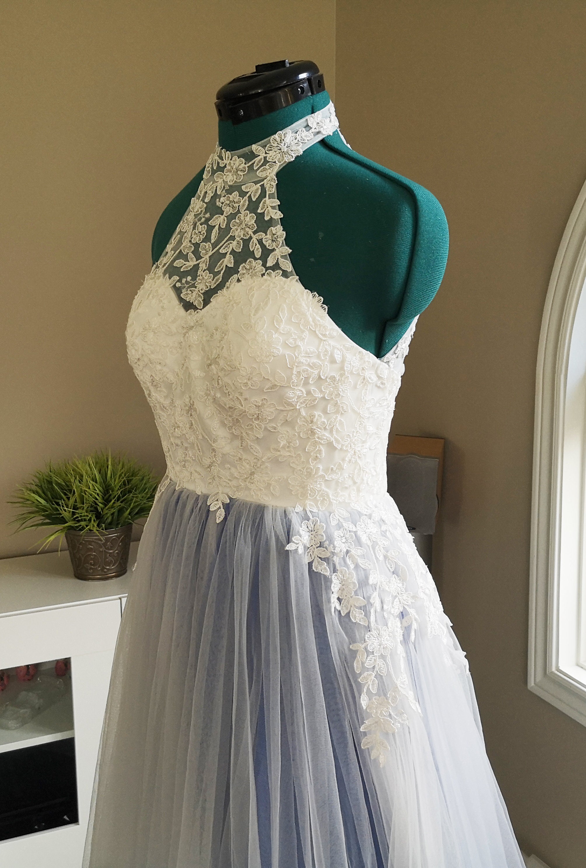 Blue Wedding Dress, Blue Lace Wedding Dress, Unique Wedding Dress, Color  Wedding Dress, Custom Wedding Dress 