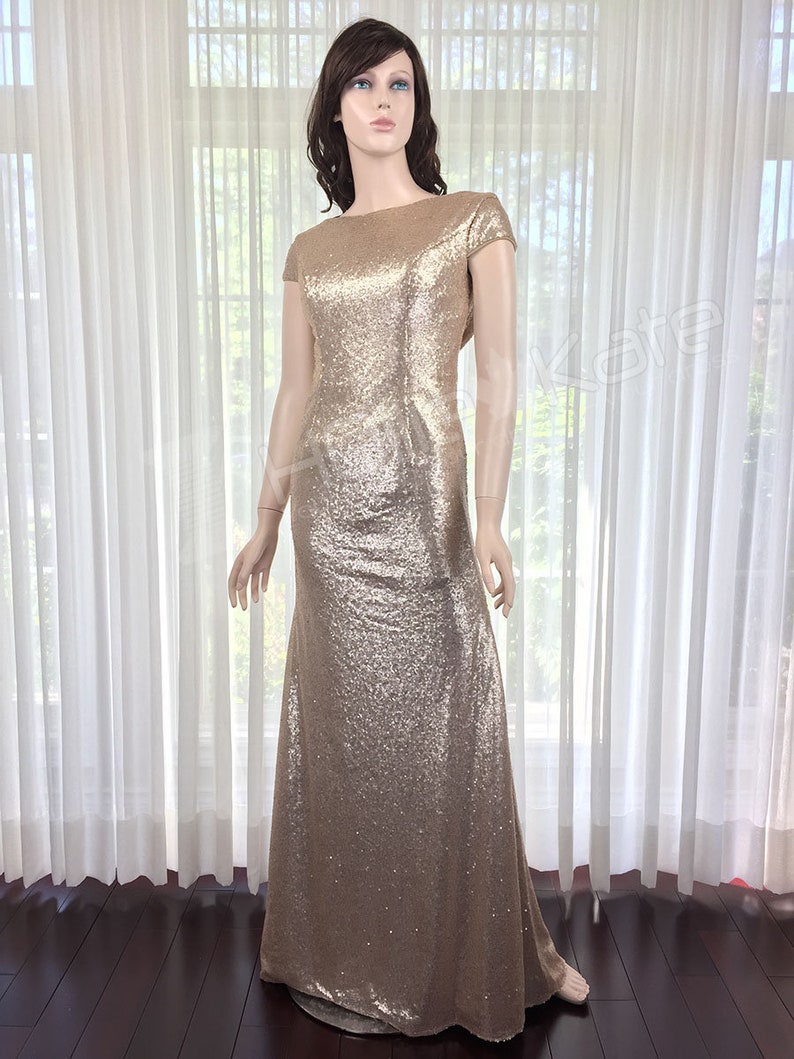 Matte Champagne Evening Dress Champagne Sequin Dress - Etsy