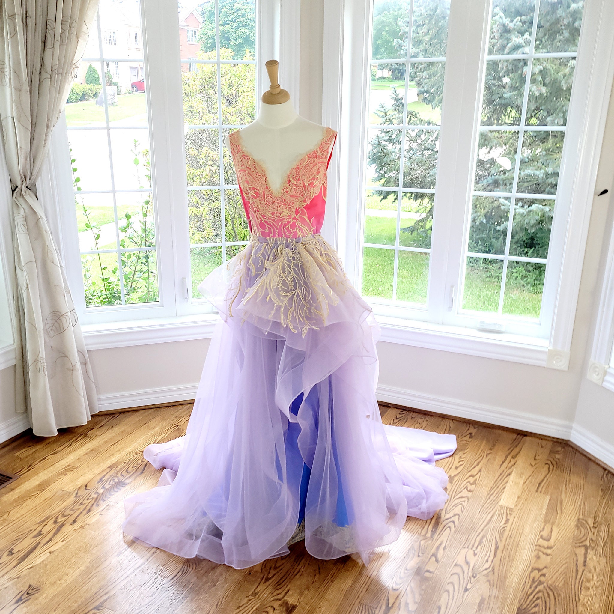 purple ombre wedding dress Ombre Purple V-cut Wedding Ball Gown