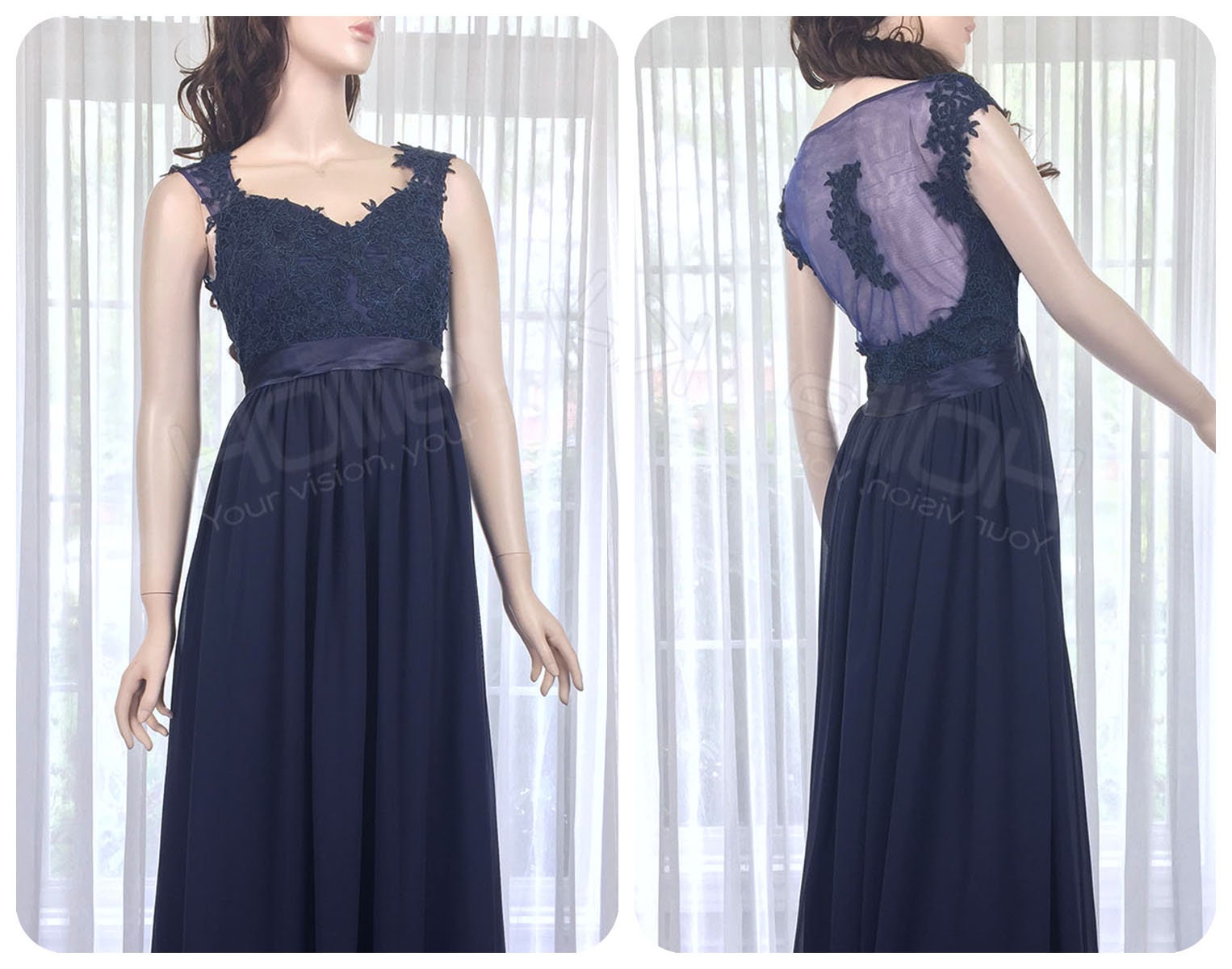 Navy blue bridesmaid dress lace bridesmaid dress navy blue Etsy