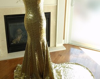Gold Wedding Dress Sequin Wedding Dress 