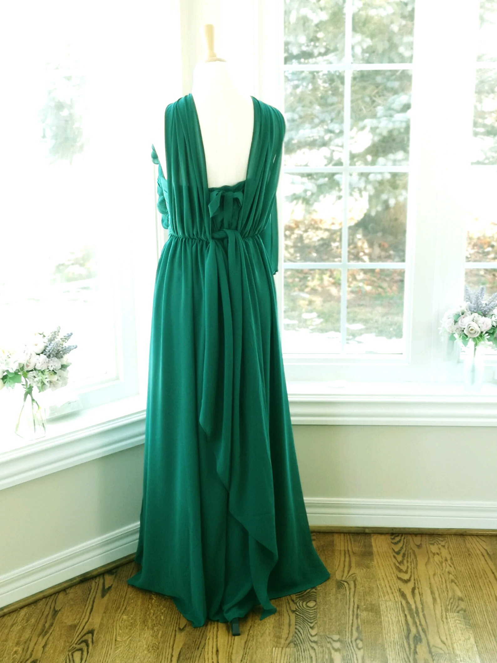 Emerald Green Infinity Dress: Convertible Maxi Gown