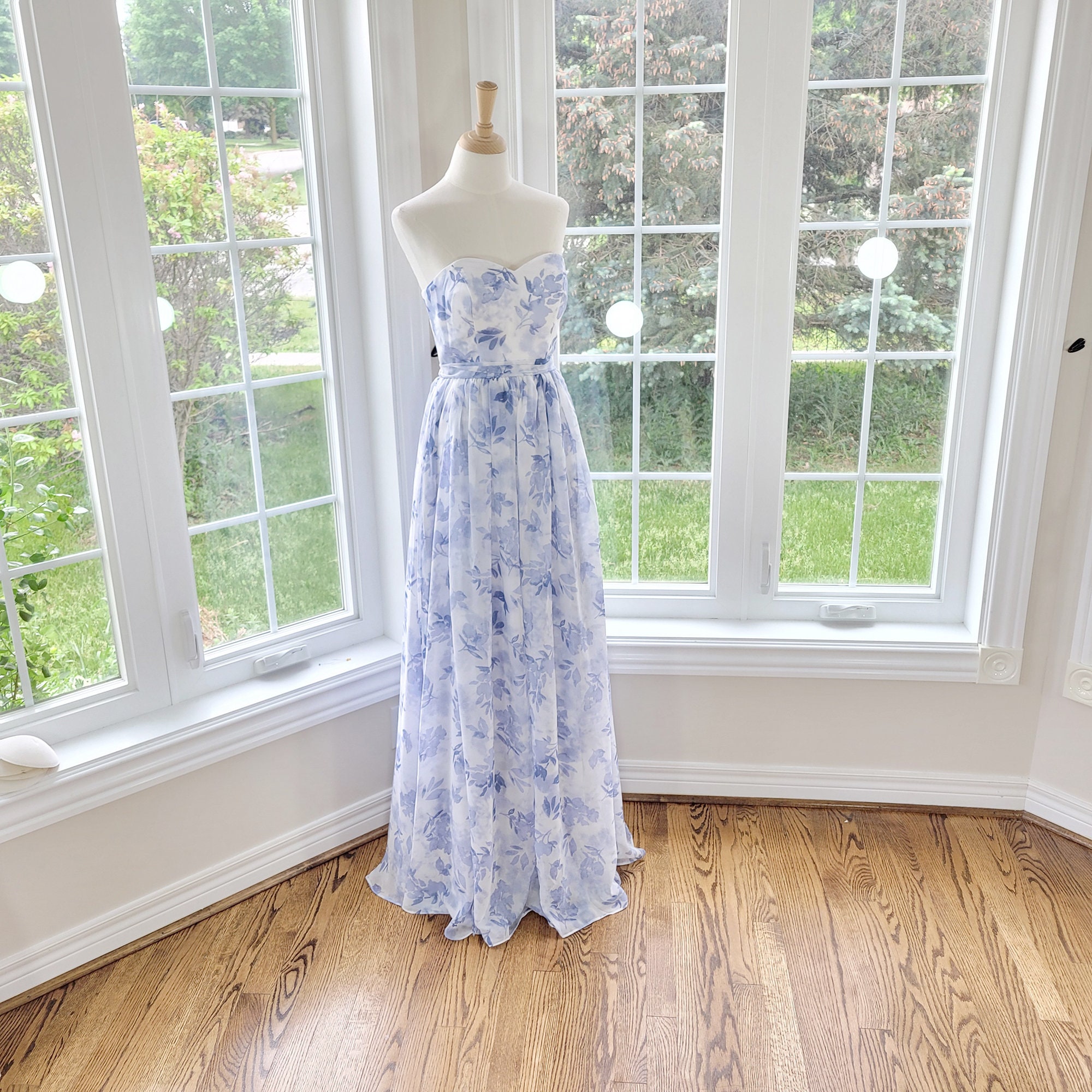Floral Bridesmaid Dress Dusty Blue Bridesmaid Dress Etsy Canada