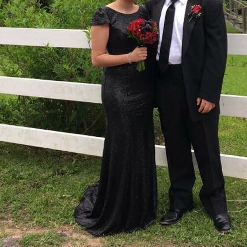 Black sequin bridesmaid dress Matte sequin