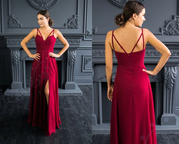 burgundy bridesmaid dress with pockets