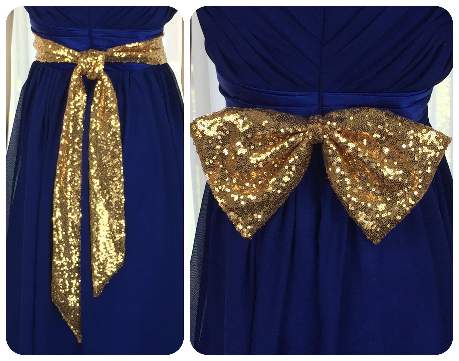 Sequin sash / Sequin Belt in Rose Gold Champagne Gold Back Etsy