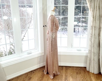 Handmade Rose Gold Sequin Dress, Long Formal Gown - Etsy Australia
