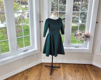 Velvet bridesmaid dress, vintage bridesmaid dress, long sleeves 50s dress, vintage party dress, velvet cocktail dress, 1950 dress velvet