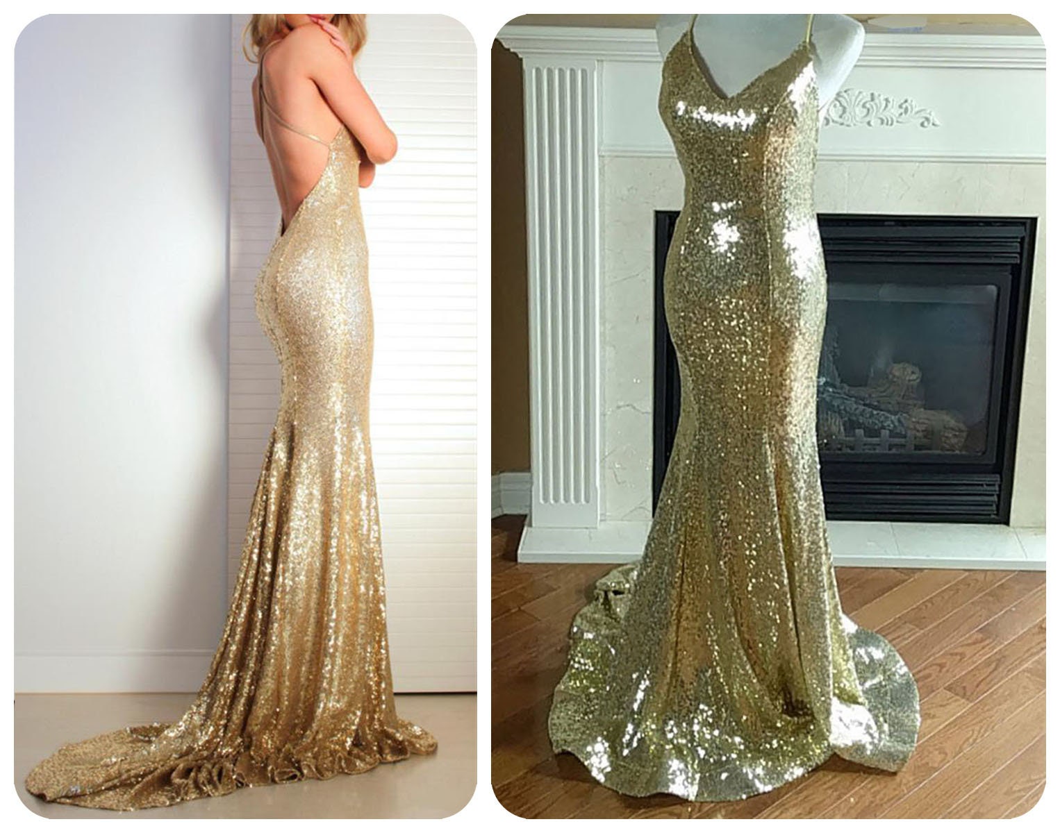 Gold Wedding Dress Sequin wedding dress old hollywood Etsy